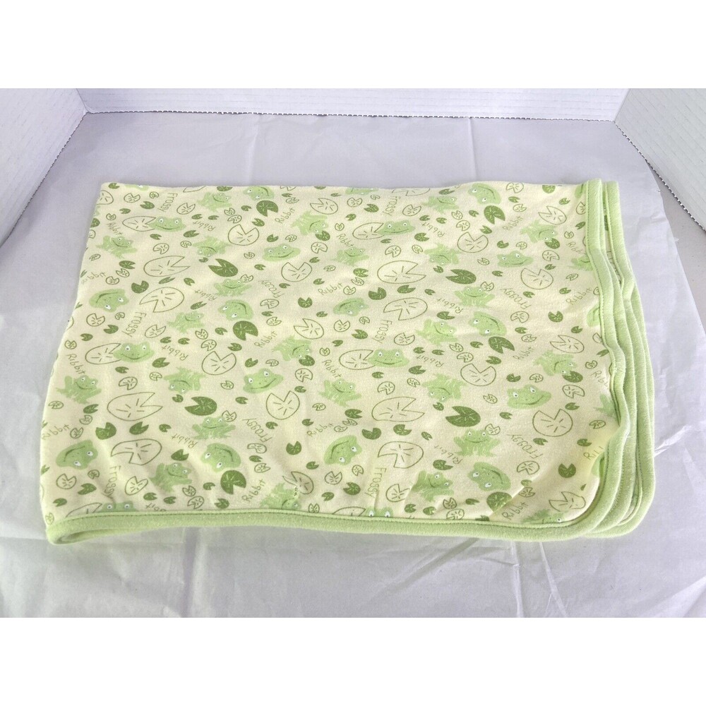 First Impressions Frog Froggy Ribbit Green Blanket Security Lovey Knit Cotton